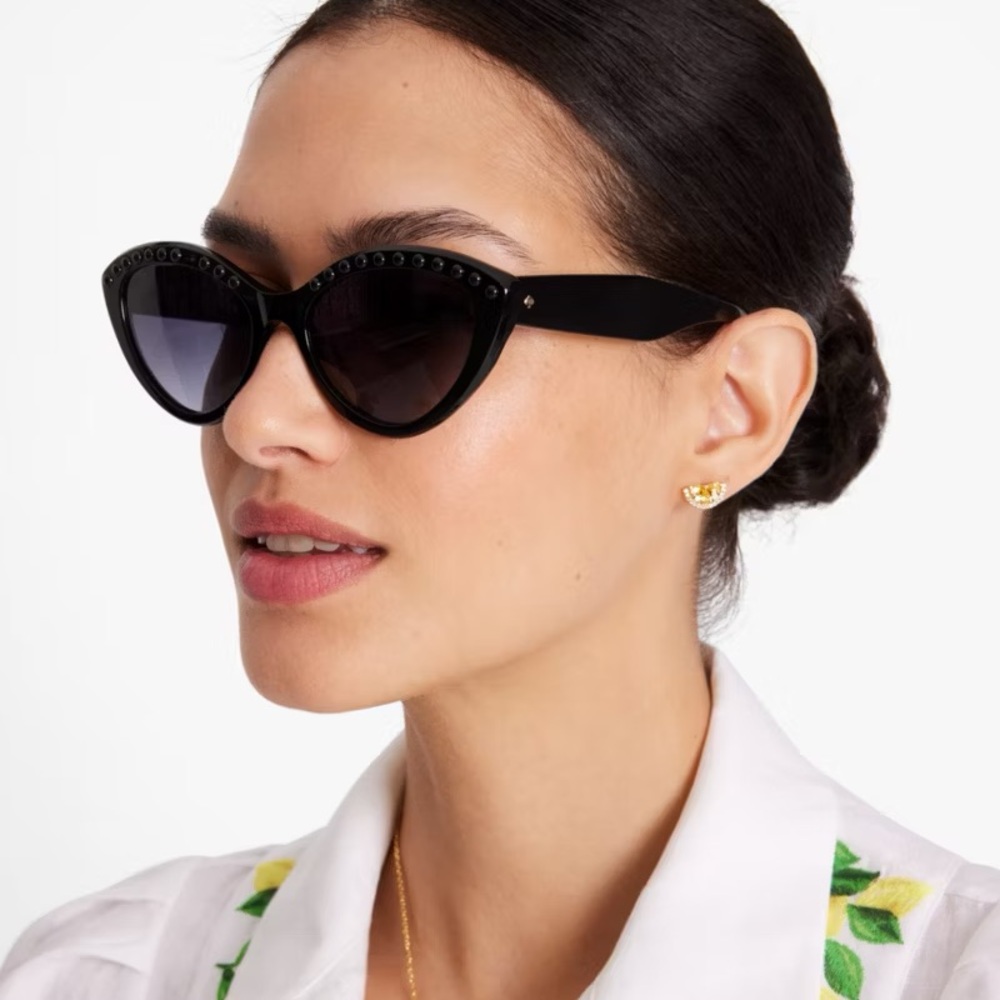 Kate Spade Junie Sunnies NWT—-Black Cat-Eye Oval Sunglasses